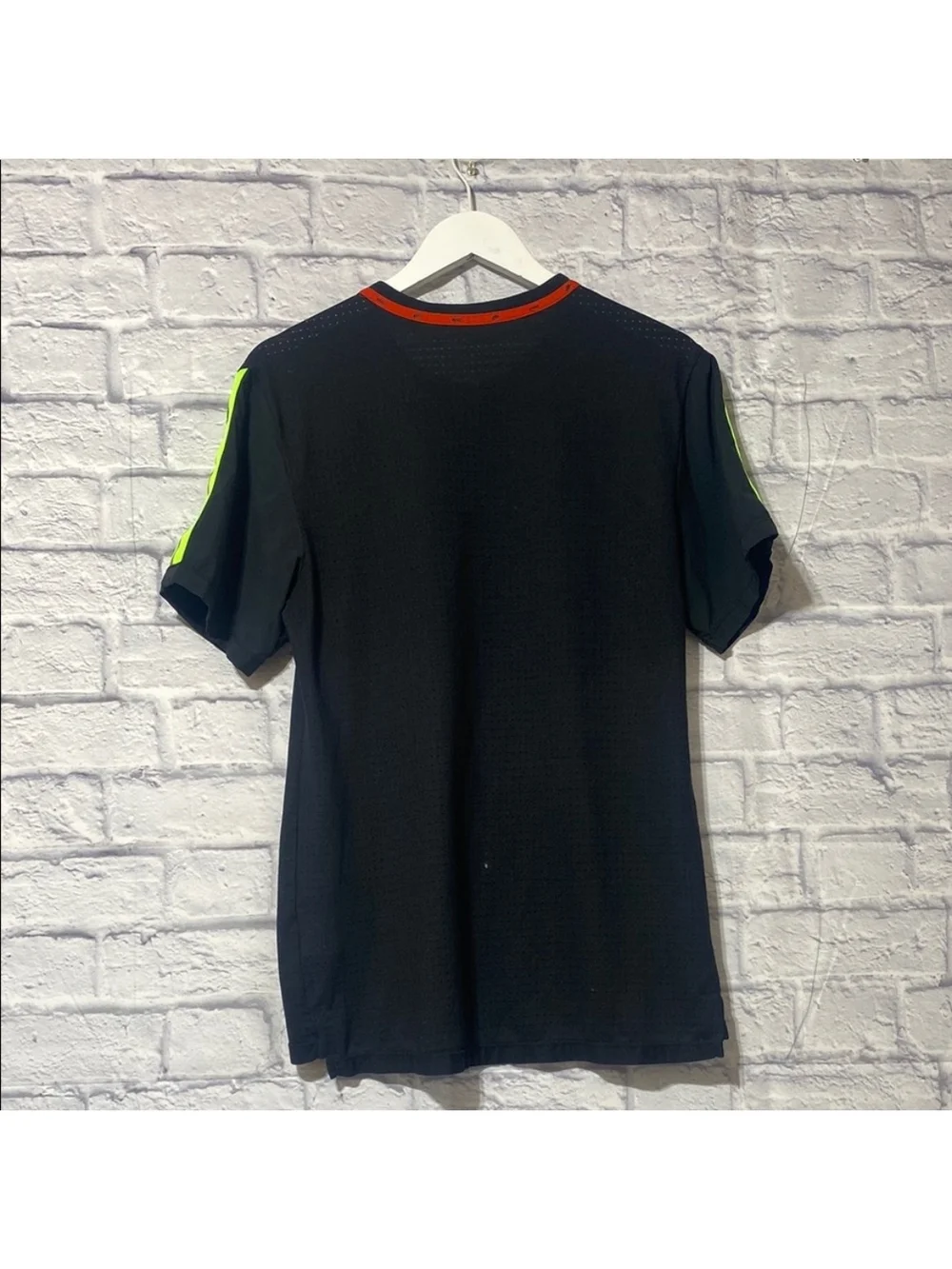 Nike Men's Black Dri-FIT Short Sleeve Performance Shirt with Neon Accents